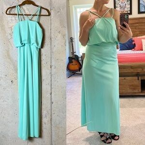 Vintage 70s/80s aqua green blue formal maxi dress